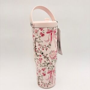 HYDRAPEAK Tumbler Nomad  Pink Floral Bow Handle Lid Travel Mug 32oz